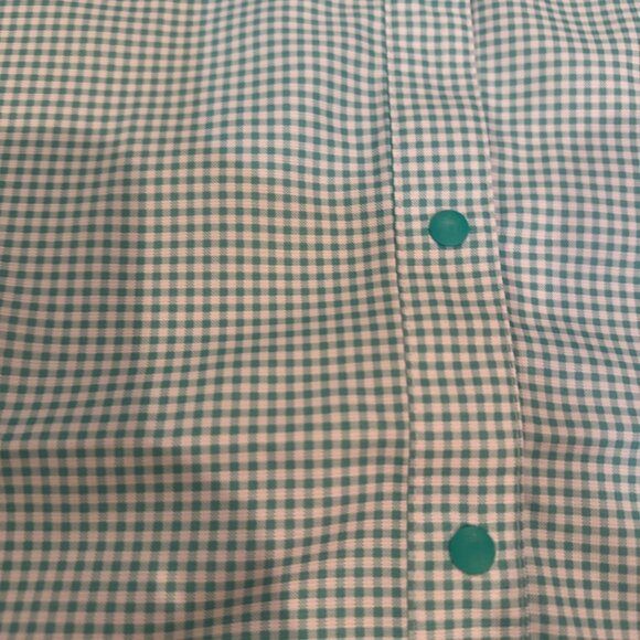 HABIT OUTDOORS WOMENS MEDIUM TURQUOISE PLAID MEDIUM BUTTON SHIRT NEW - Picture 3 of 13